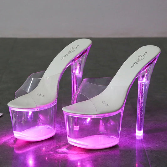 Sexy Light-Up Clear Platform Heels