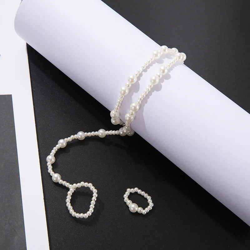 Double Layer Pearl Anklets for Women Summer Beach Sandal Anklet Barefoot Jewelry Bohemia Accessories Outdoor Travel Foot Chains