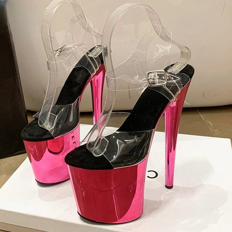 Electroplated Transparent Sexy Platform Stiletto Heels