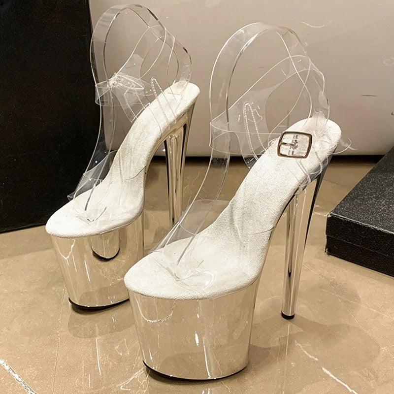 Electroplated Transparent Sexy Platform Stiletto Heels